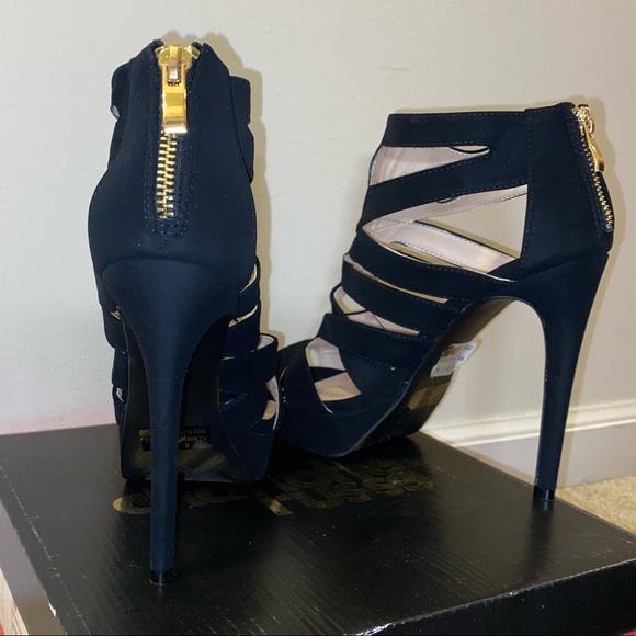 Excellent Condition Charlotte Russe Avalon Black Suede 
Stacked Pumps Stilettos - Picture 8 of 12